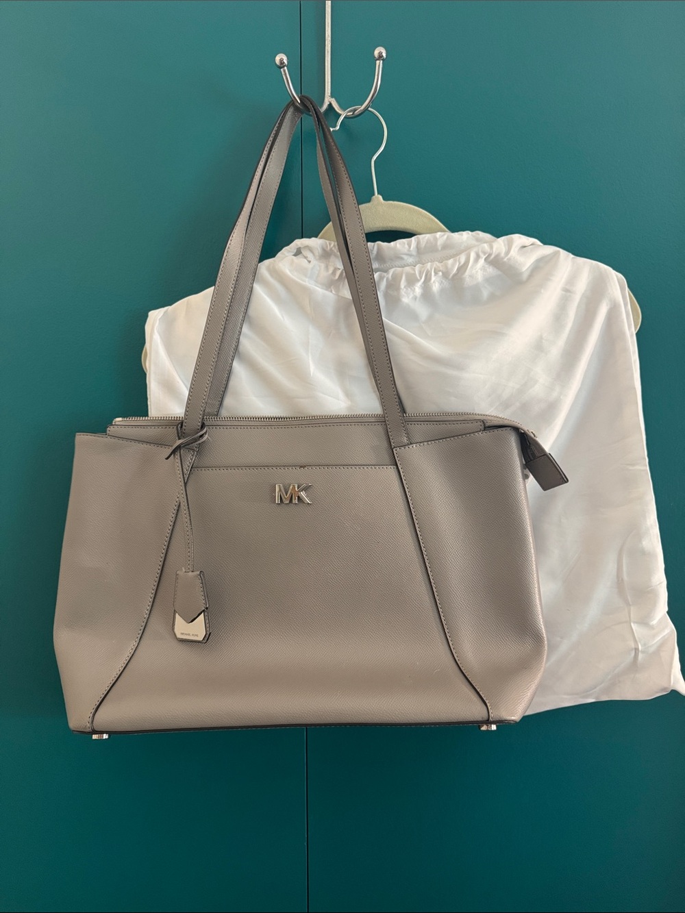 Michael Kors Gray Saffiano Leather Tote with MK Logo